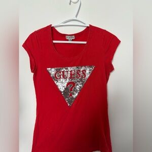 Red sequin guess top